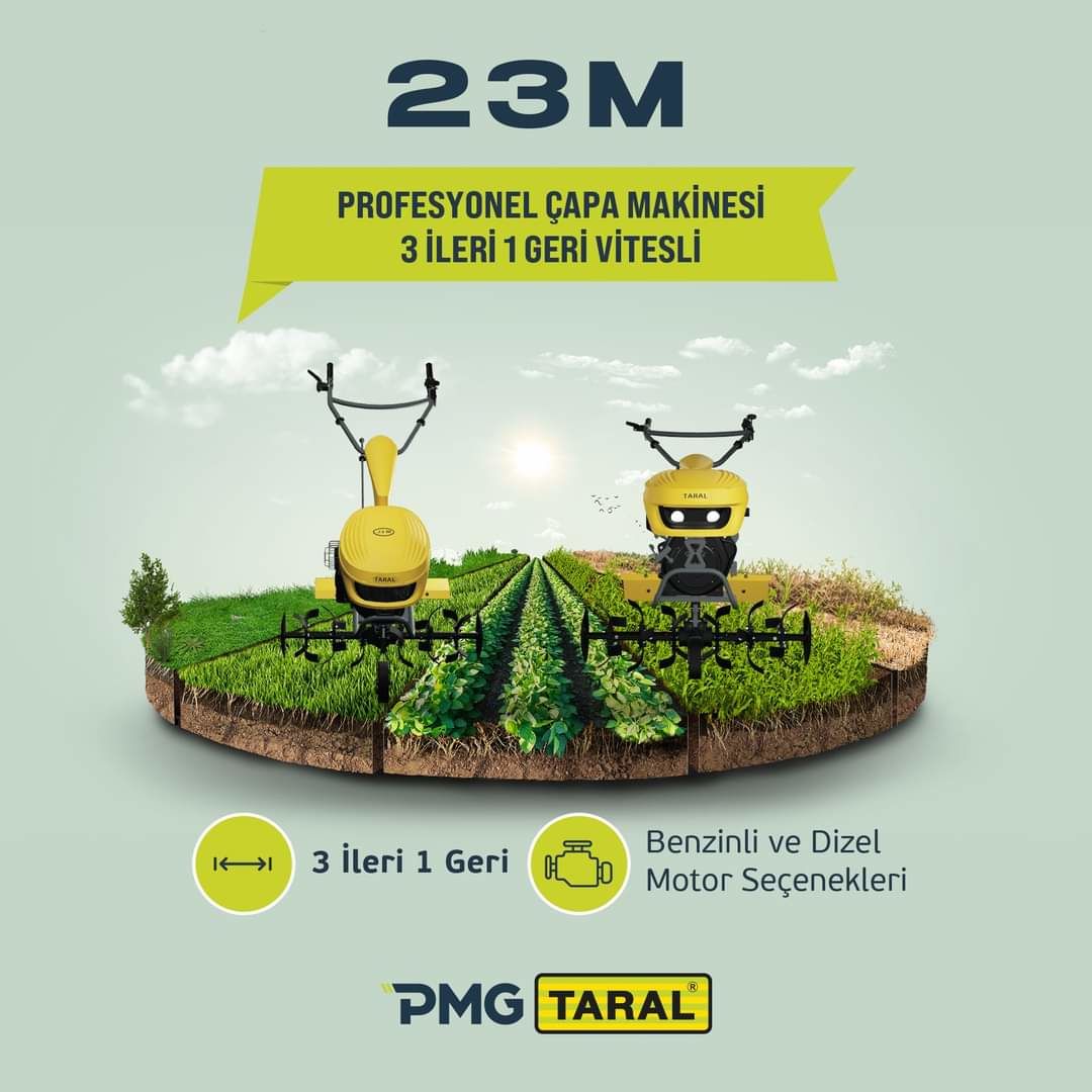 Taral 23M Dizel 7 Hp Marşlı 3 İleri 1 Geri Çapa Makinası