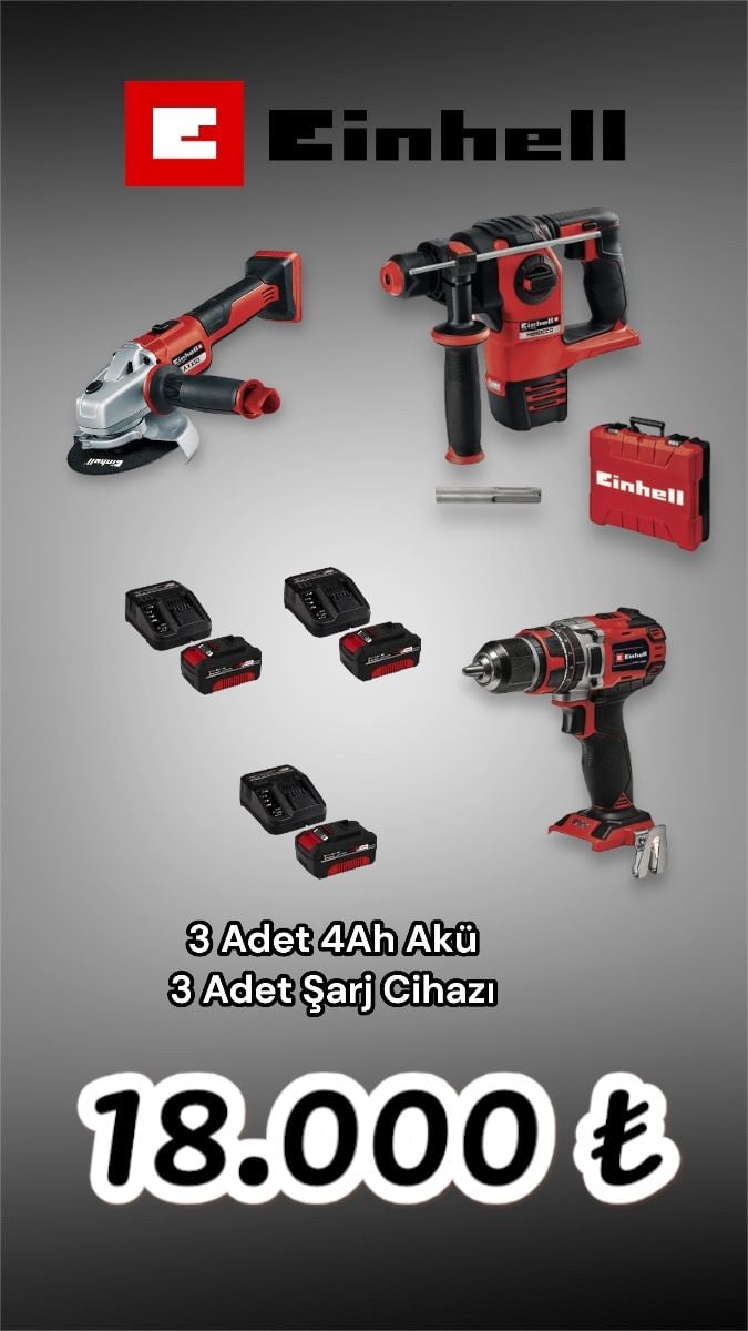 Einhell 3 Lü Akülü Ürün Seti