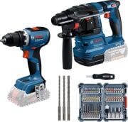Bosch Akülü Alet Seti 18V-65 Akülü Vidalama & 185 Akülü Kırıcı Delici & Aksesuar Seti & 2607017693 (Bits uç) & 1617000117 (SDS plus Set) Çanta Hediyeli